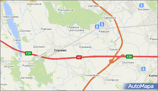 mapa Dopiewiec, Dopiewiec na mapie Targeo