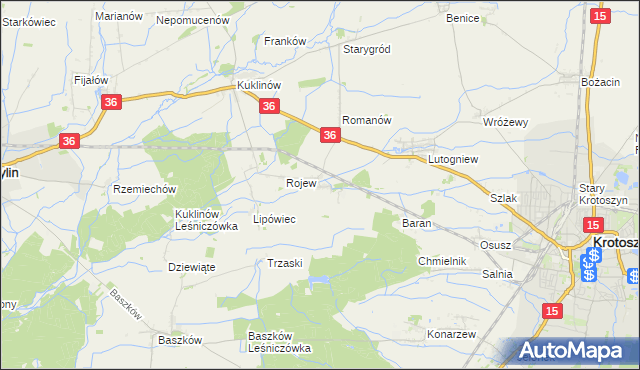 mapa Dzierżanów gmina Krotoszyn, Dzierżanów gmina Krotoszyn na mapie Targeo