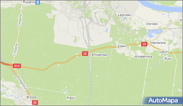 mapa Emilianowo gmina Nowa Wieś Wielka, Emilianowo gmina Nowa Wieś Wielka na mapie Targeo