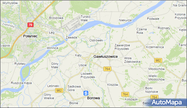 mapa Gawłuszowice, Gawłuszowice na mapie Targeo