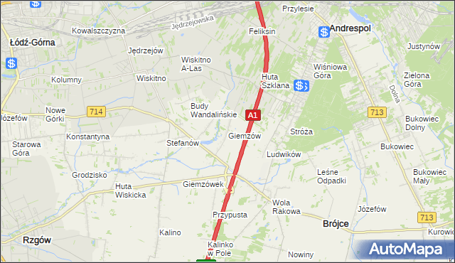 mapa Giemzów, Giemzów na mapie Targeo