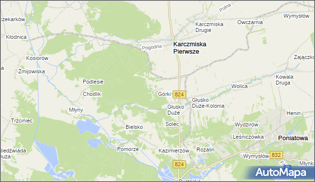 mapa Górki gmina Karczmiska, Górki gmina Karczmiska na mapie Targeo