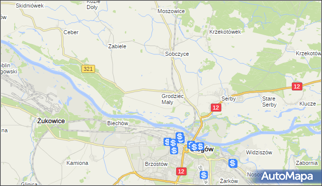 mapa Grodziec Mały, Grodziec Mały na mapie Targeo