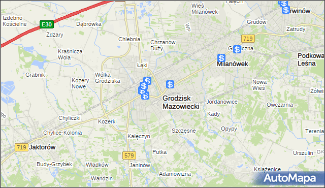 mapa Grodzisk Mazowiecki, Grodzisk Mazowiecki na mapie Targeo