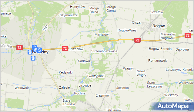 mapa Helenówka gmina Brzeziny, Helenówka gmina Brzeziny na mapie Targeo