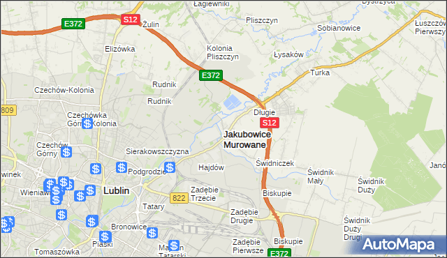 mapa Jakubowice Murowane, Jakubowice Murowane na mapie Targeo