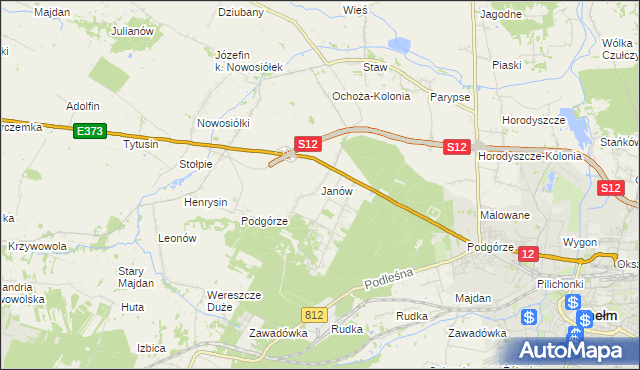 mapa Janów gmina Chełm, Janów gmina Chełm na mapie Targeo
