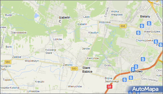 mapa Janów gmina Stare Babice, Janów gmina Stare Babice na mapie Targeo