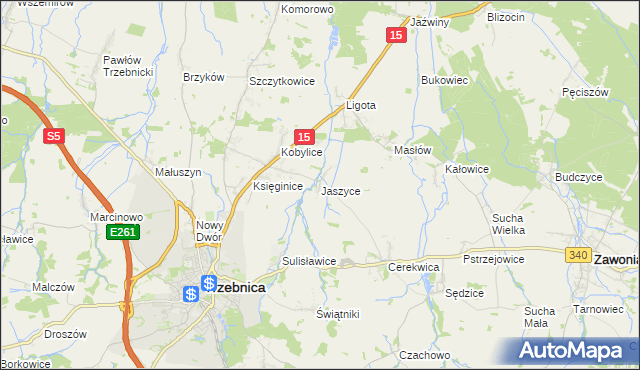 mapa Jaszyce, Jaszyce na mapie Targeo