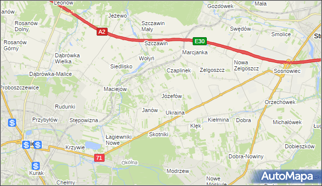 mapa Józefów gmina Zgierz, Józefów gmina Zgierz na mapie Targeo