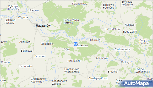 mapa Józefowo gmina Radzanów, Józefowo gmina Radzanów na mapie Targeo