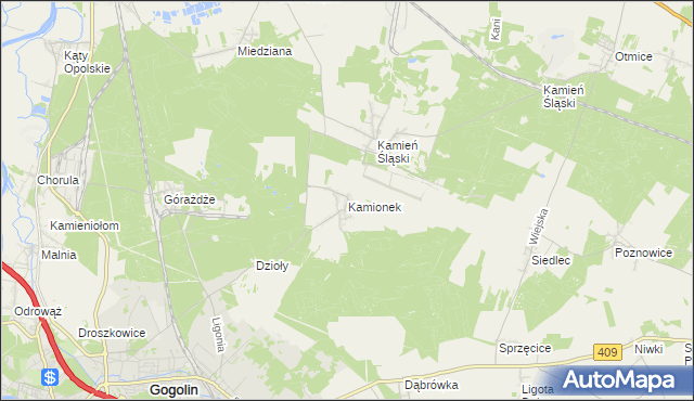 mapa Kamionek gmina Gogolin, Kamionek gmina Gogolin na mapie Targeo