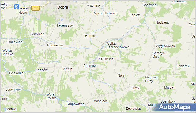 mapa Kamionka gmina Jakubów, Kamionka gmina Jakubów na mapie Targeo