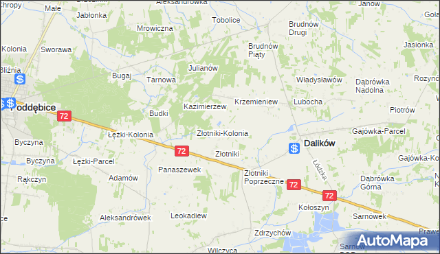 mapa Kazimierzów gmina Dalików, Kazimierzów gmina Dalików na mapie Targeo