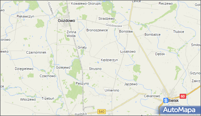 mapa Kędzierzyn gmina Bielsk, Kędzierzyn gmina Bielsk na mapie Targeo