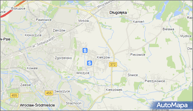 mapa Kiełczów, Kiełczów na mapie Targeo