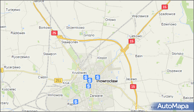 mapa Kłopot gmina Inowrocław, Kłopot gmina Inowrocław na mapie Targeo