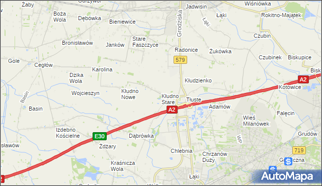 mapa Kłudno Stare, Kłudno Stare na mapie Targeo