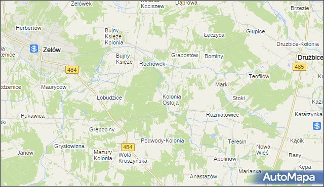 mapa Kolonia Ostoja, Kolonia Ostoja na mapie Targeo