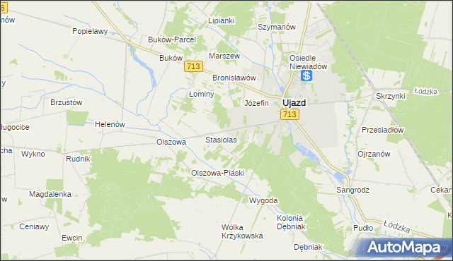 mapa Kolonia Ujazd, Kolonia Ujazd na mapie Targeo