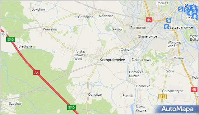 mapa Komprachcice, Komprachcice na mapie Targeo