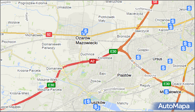 mapa Konotopa gmina Ożarów Mazowiecki, Konotopa gmina Ożarów Mazowiecki na mapie Targeo