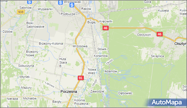 mapa Korwinów, Korwinów na mapie Targeo