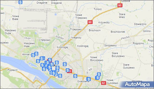 mapa Kostrogaj, Kostrogaj na mapie Targeo