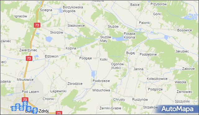 mapa Kotki gmina Busko-Zdrój, Kotki gmina Busko-Zdrój na mapie Targeo