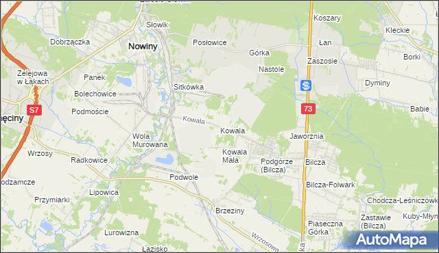 mapa Kowala gmina Sitkówka-Nowiny, Kowala gmina Sitkówka-Nowiny na mapie Targeo