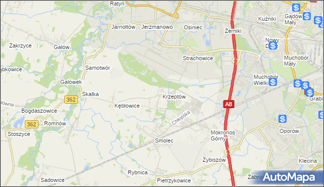 mapa Krzeptów, Krzeptów na mapie Targeo