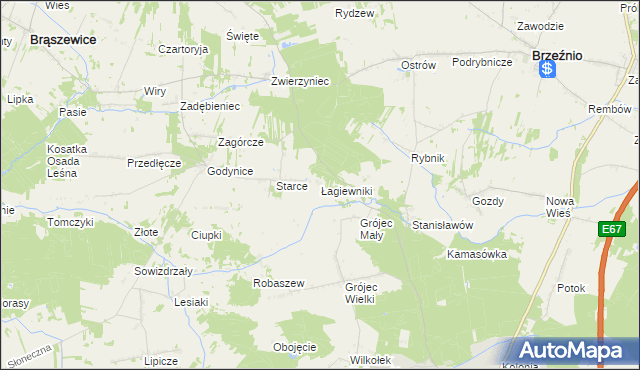 mapa Łagiewniki gmina Złoczew, Łagiewniki gmina Złoczew na mapie Targeo