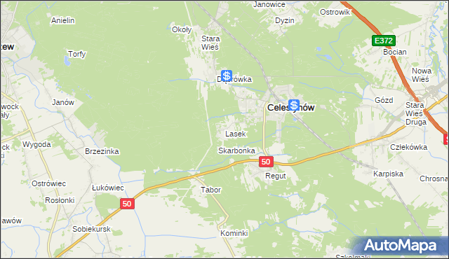 mapa Lasek gmina Celestynów, Lasek gmina Celestynów na mapie Targeo