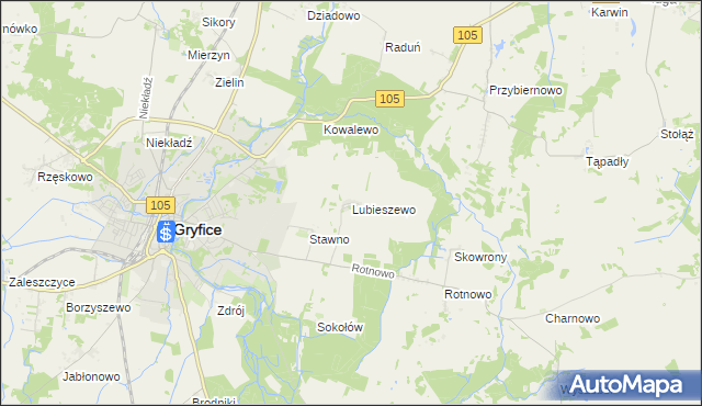 mapa Lubieszewo gmina Gryfice, Lubieszewo gmina Gryfice na mapie Targeo