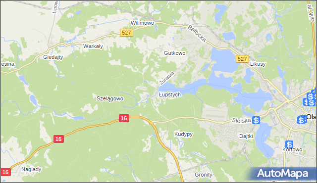 mapa Łupstych, Łupstych na mapie Targeo