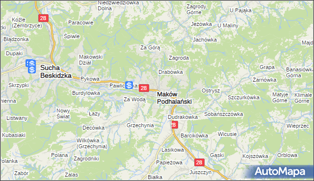 mapa Maków Podhalański, Maków Podhalański na mapie Targeo