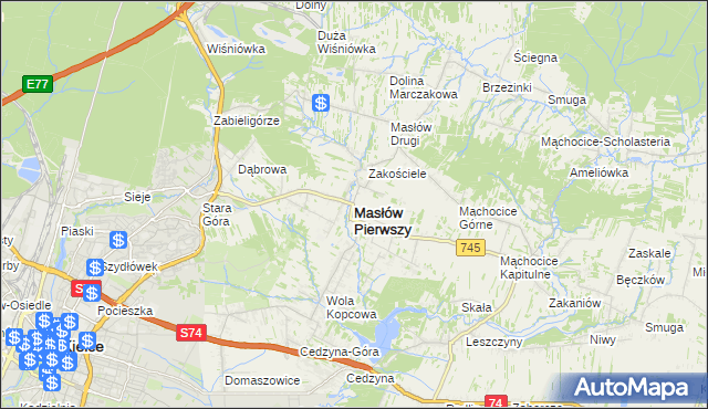 mapa Masłów Pierwszy, Masłów Pierwszy na mapie Targeo