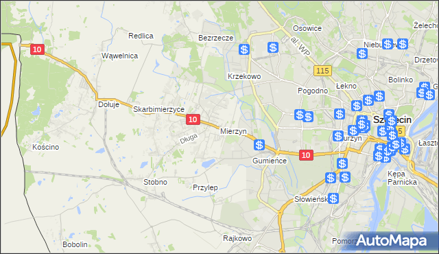 mapa Mierzyn gmina Dobra (Szczecińska), Mierzyn gmina Dobra (Szczecińska) na mapie Targeo