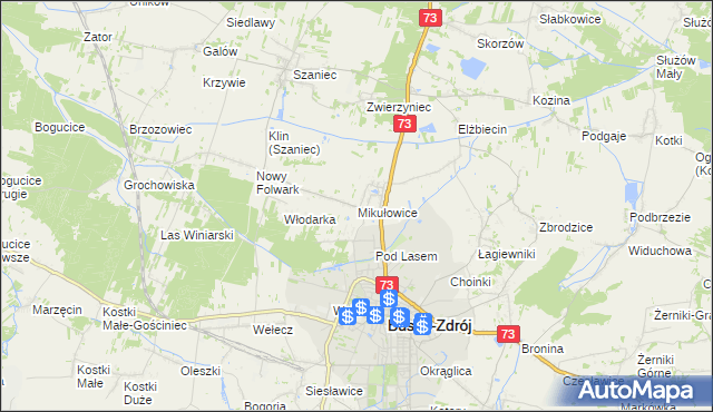 mapa Mikułowice gmina Busko-Zdrój, Mikułowice gmina Busko-Zdrój na mapie Targeo