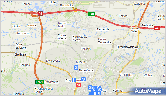 mapa Miłocin gmina Głogów Małopolski, Miłocin gmina Głogów Małopolski na mapie Targeo