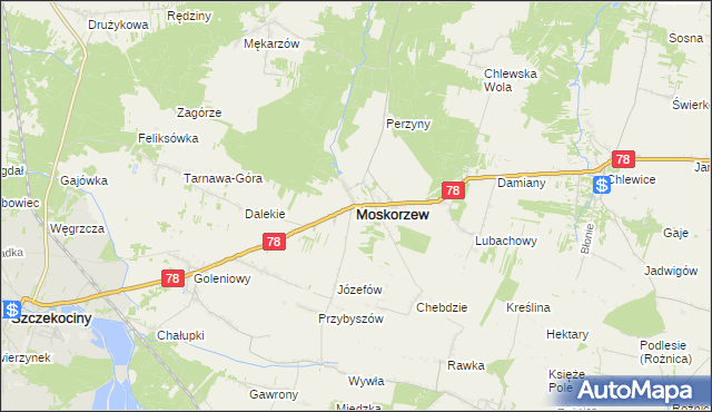 mapa Moskorzew, Moskorzew na mapie Targeo