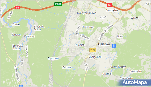 mapa Niemcz, Niemcz na mapie Targeo