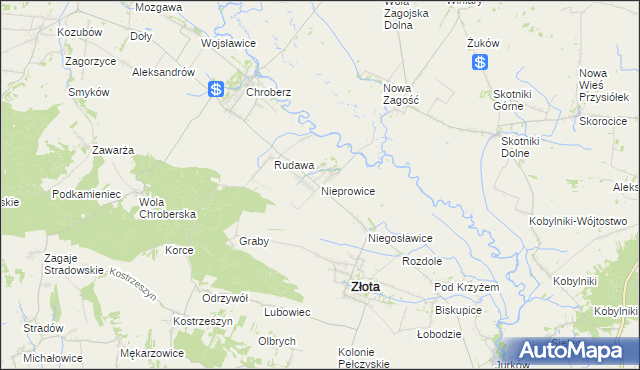 mapa Nieprowice, Nieprowice na mapie Targeo