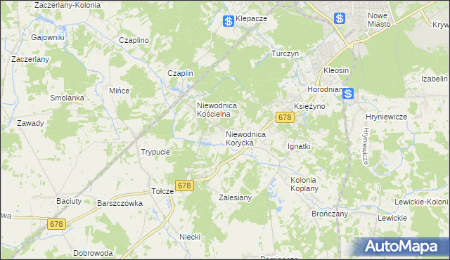 mapa Niewodnica Korycka, Niewodnica Korycka na mapie Targeo