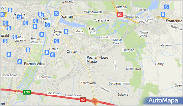 mapa Nowe Miasto gmina Poznań, Nowe Miasto gmina Poznań na mapie Targeo