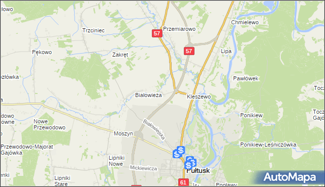 mapa Olszak gmina Pułtusk, Olszak gmina Pułtusk na mapie Targeo