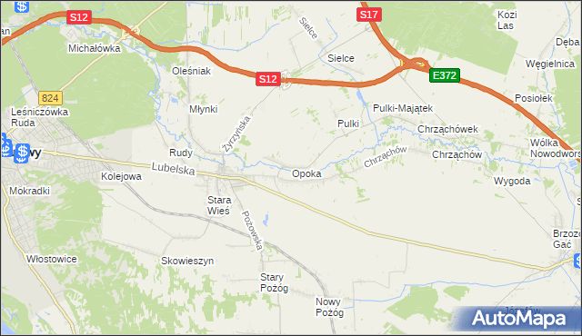 mapa Opoka gmina Końskowola, Opoka gmina Końskowola na mapie Targeo