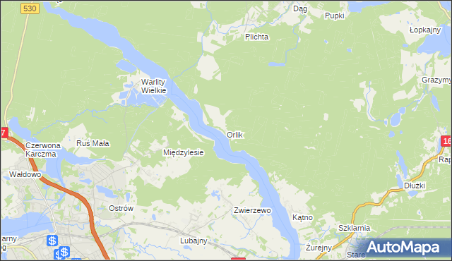 mapa Orlik gmina Łukta, Orlik gmina Łukta na mapie Targeo