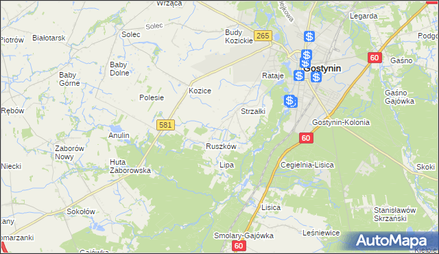mapa Osada gmina Gostynin, Osada gmina Gostynin na mapie Targeo