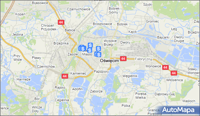mapa Oświęcimia, Oświęcim na mapie Targeo